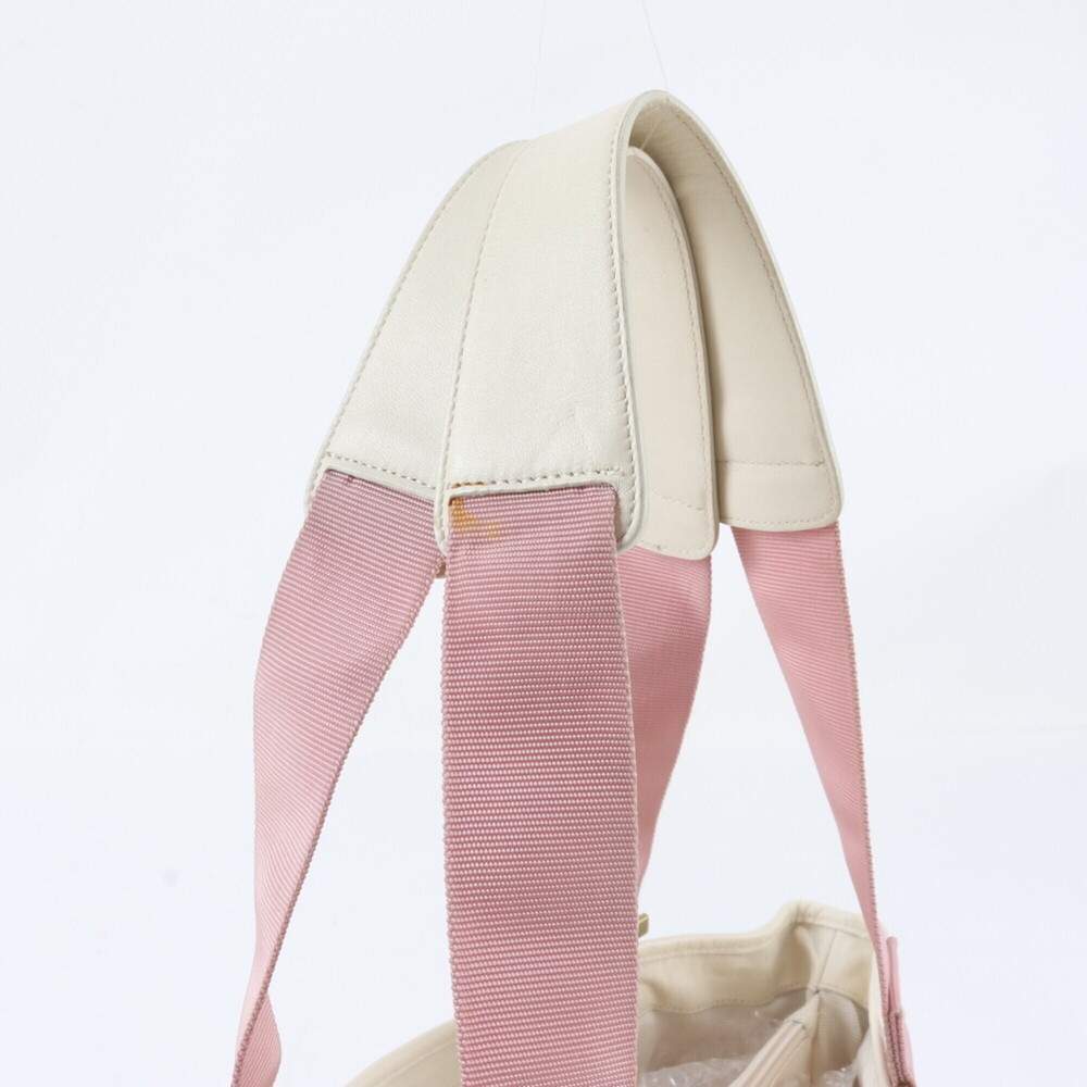Salvatore Ferragamo Gancini Leather Canvas Tote Bag Handbag Shoulder Pink Wom... - Picture 2 of 9